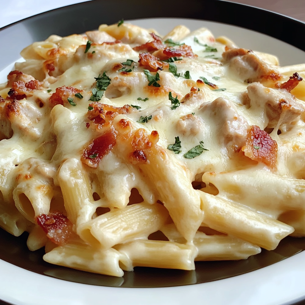Recipe preparation for Chicken Bacon Ranch Pasta Bake