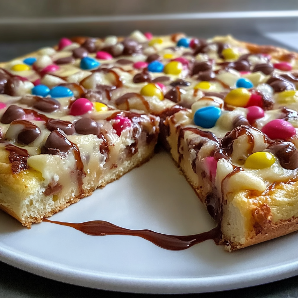 Recipe preparation for White Chocolate Brownie Pizza