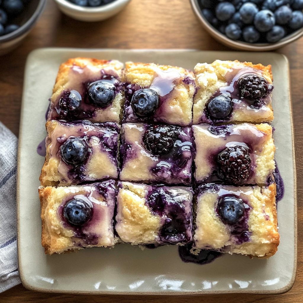 Recipe preparation for Glazed Blueberry Butter Swim Biscuits