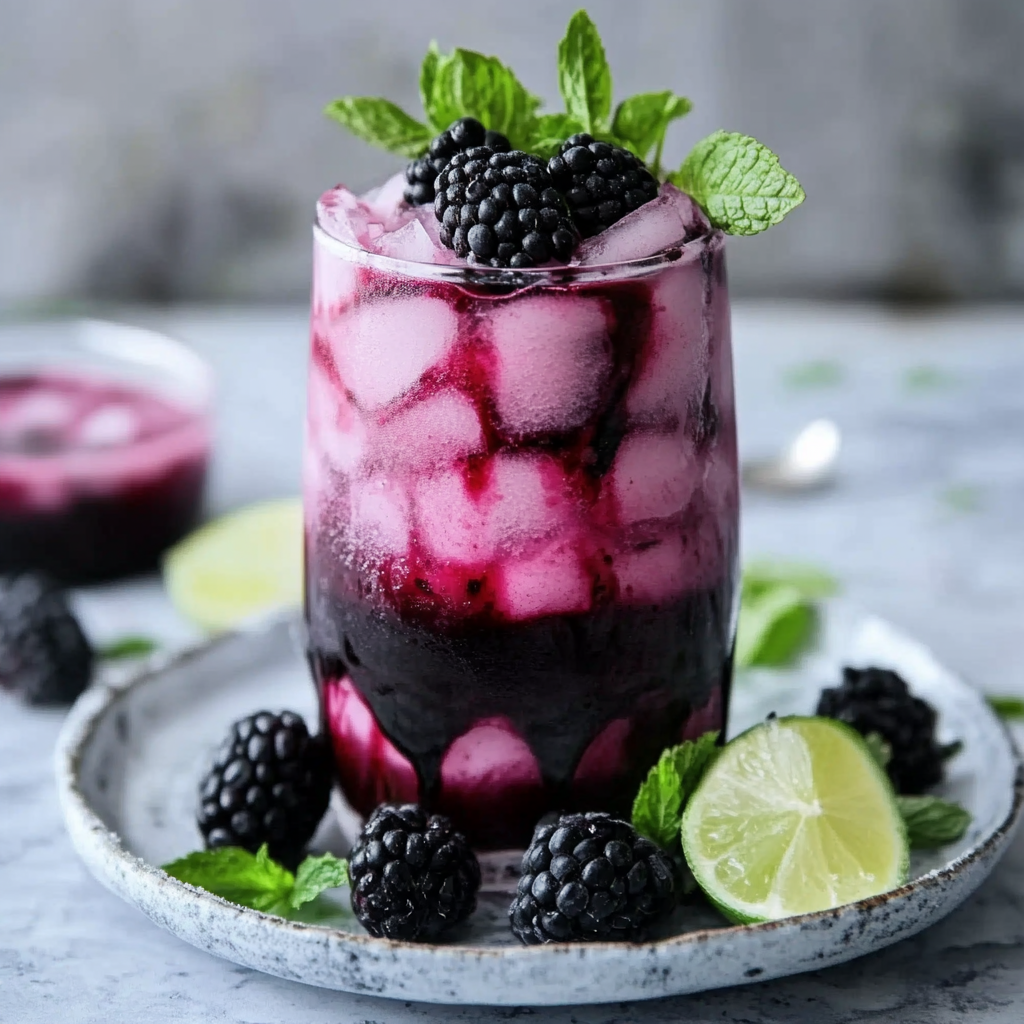 Recipe preparation for Blackberry Mojito Mocktails Recipe 