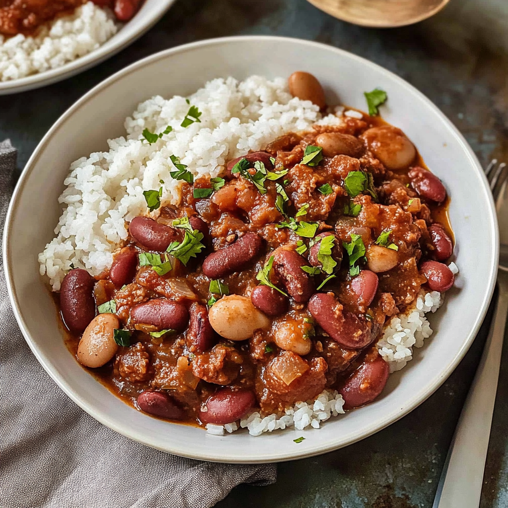Recipe preparation for Authentic Louisiana Red Beans and Rice Recipe for Comfort Food Lovers