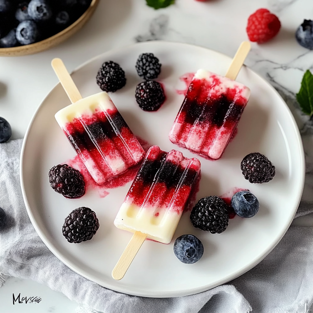 Recipe preparation for Berry-Coconut Rocket Pops