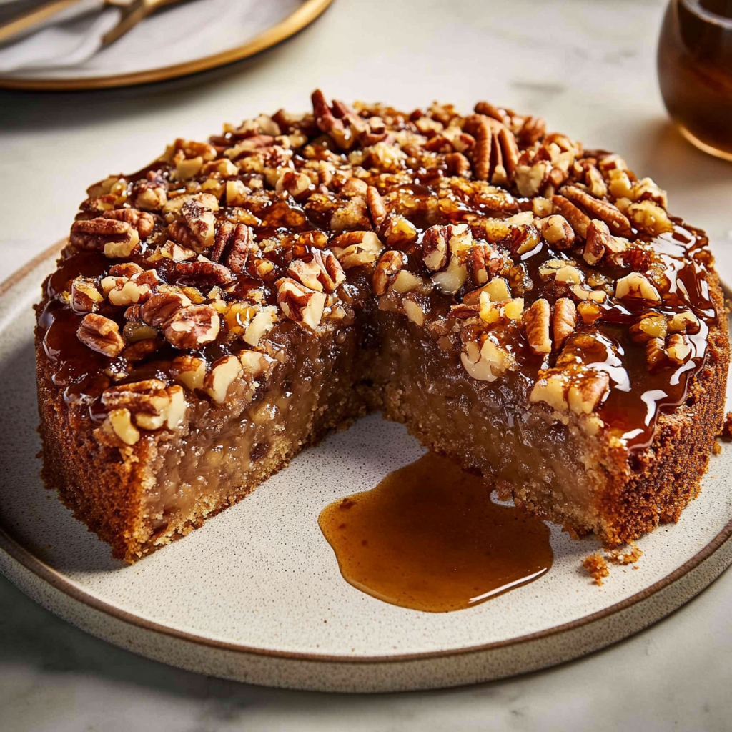 Recipe preparation for Delicious Pecan Upside Down Cake Recipe