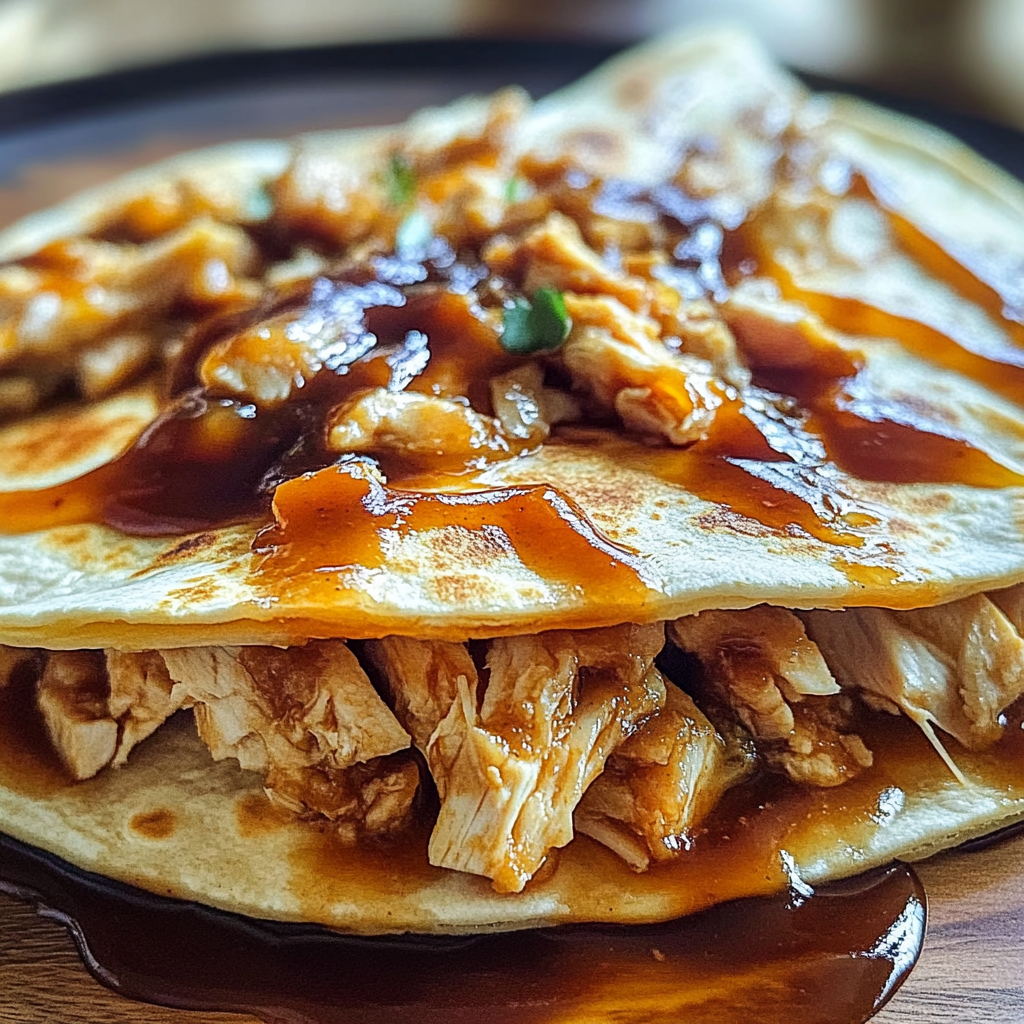 Recipe preparation for BBQ Chicken Cheese Quesadillas