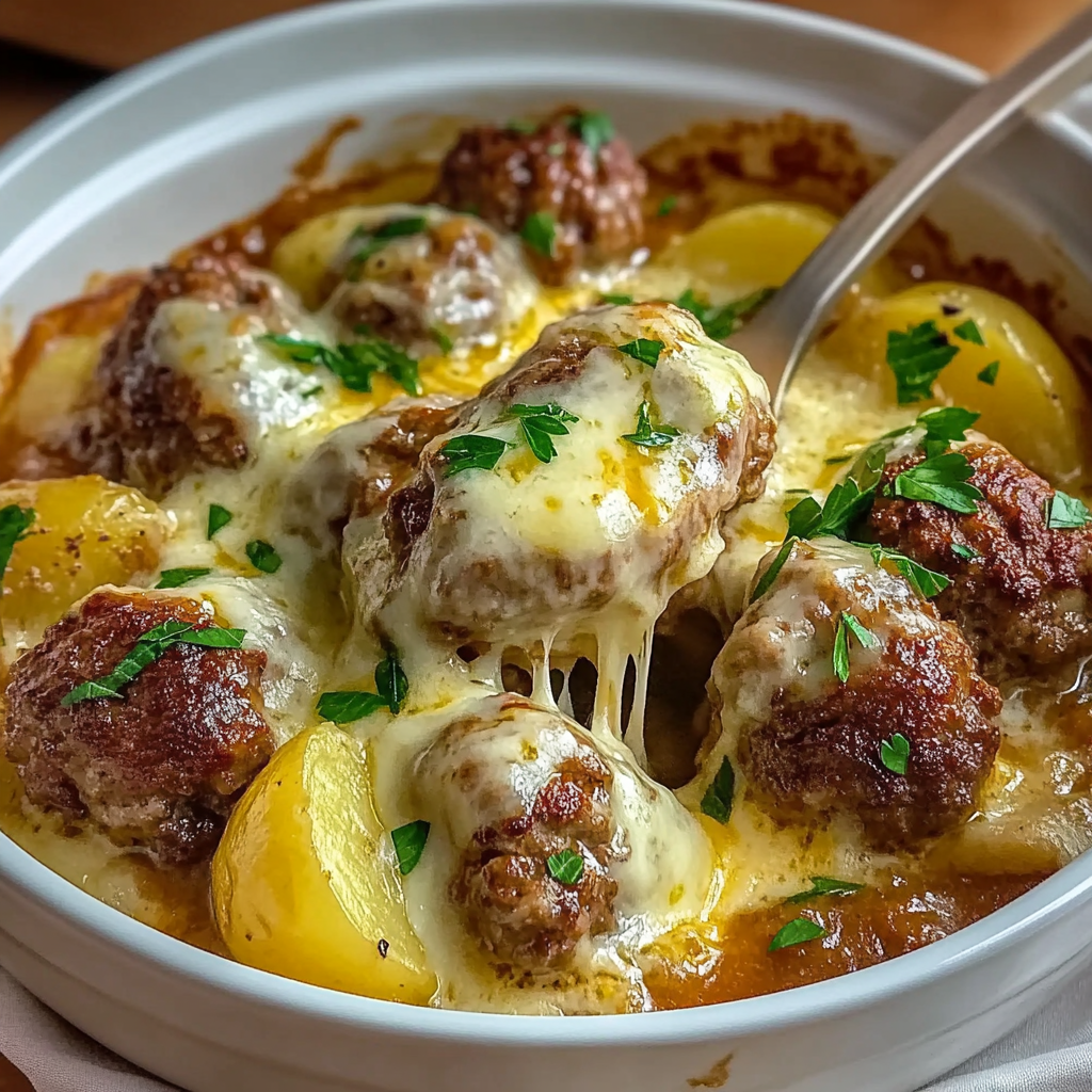 Recipe preparation for Meatballs with Potatoes and Cheese