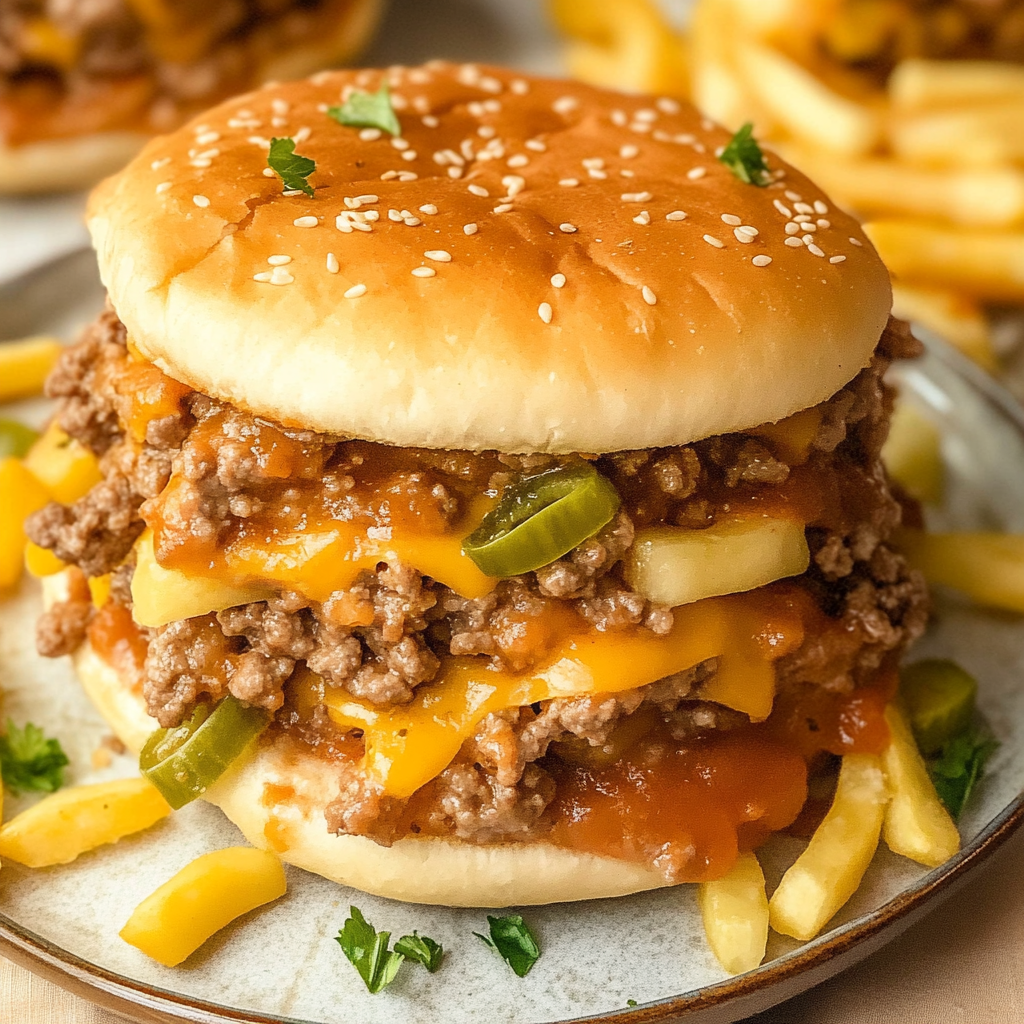 Recipe preparation for Lightened Up Big Mac Sloppy Joes Recipe