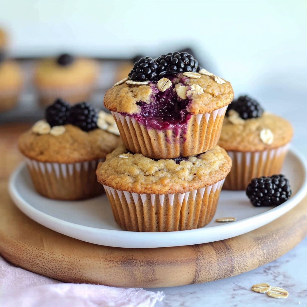 Recipe preparation for Healthy Blackberry Oatmeal Muffins Recipe