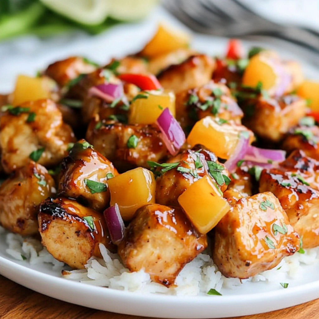 Recipe preparation for Sheet Pan Hawaiian Chicken Recipe