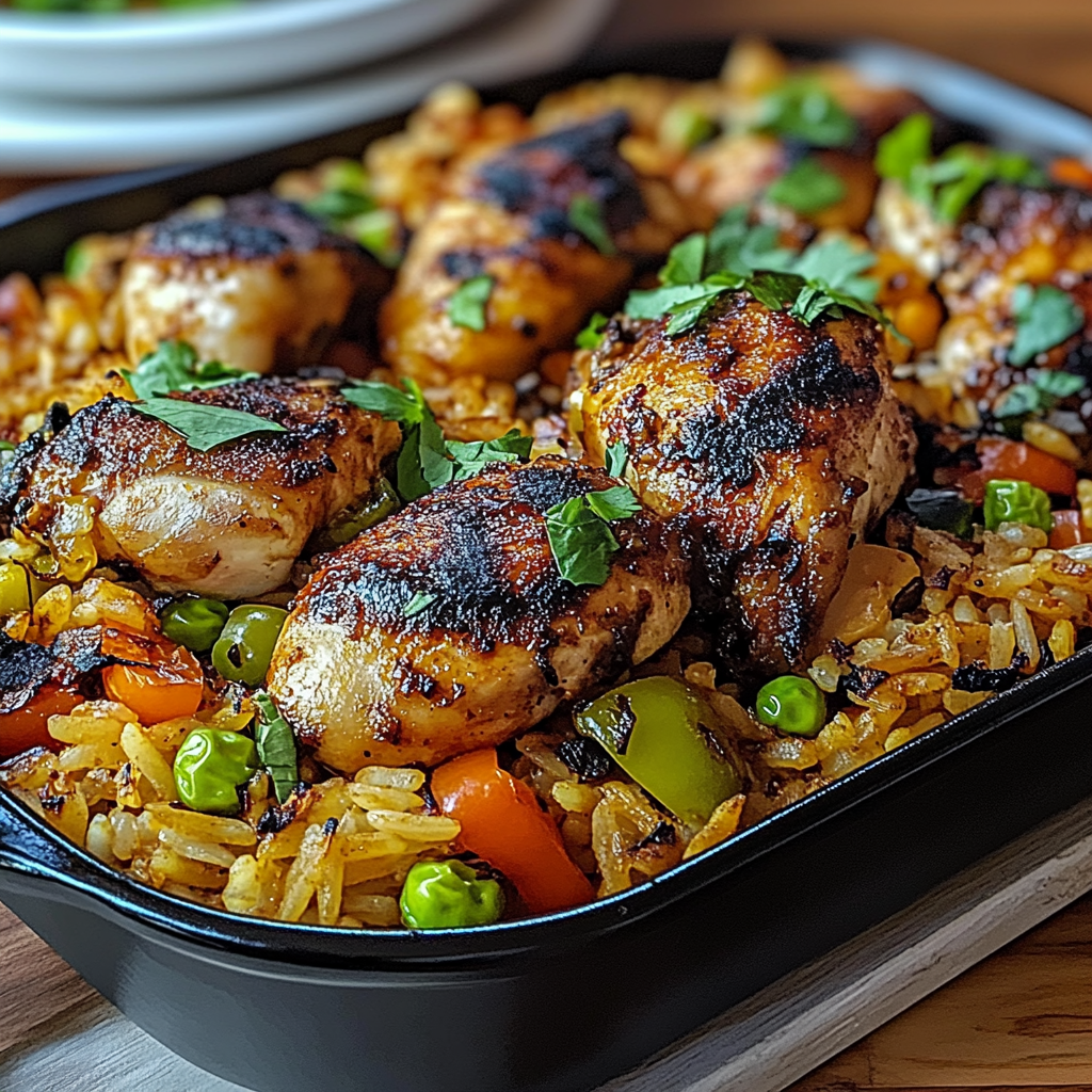 Recipe preparation for Caribbean Chicken and Spiced Rice
