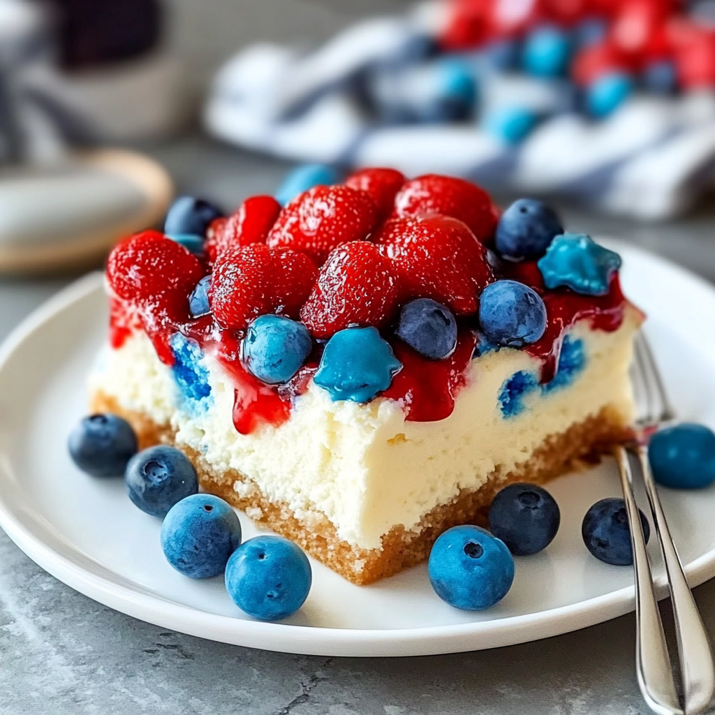 Recipe preparation for Red, White, & Blue Poke Cake