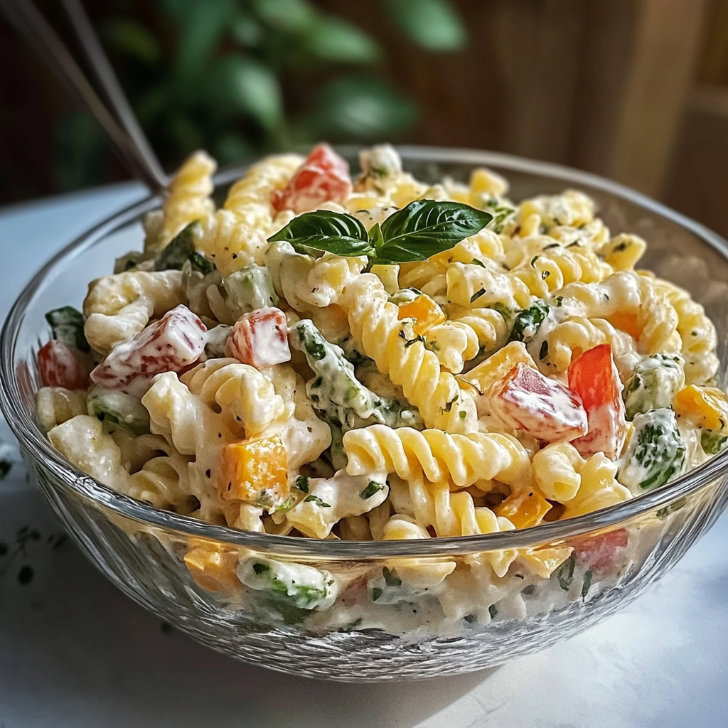 Recipe preparation for Creamy Pasta Salad