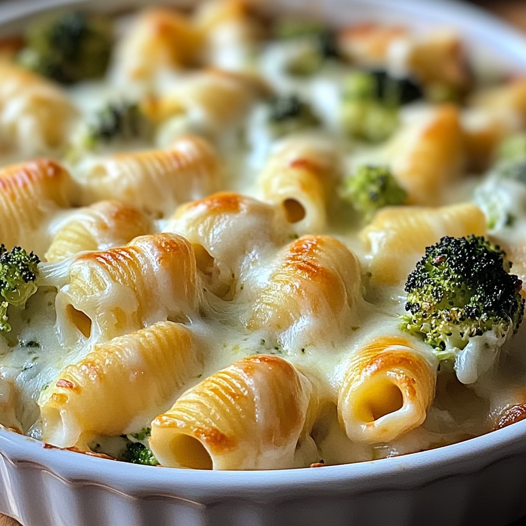 Recipe preparation for Cheesy Chicken Broccoli Shells