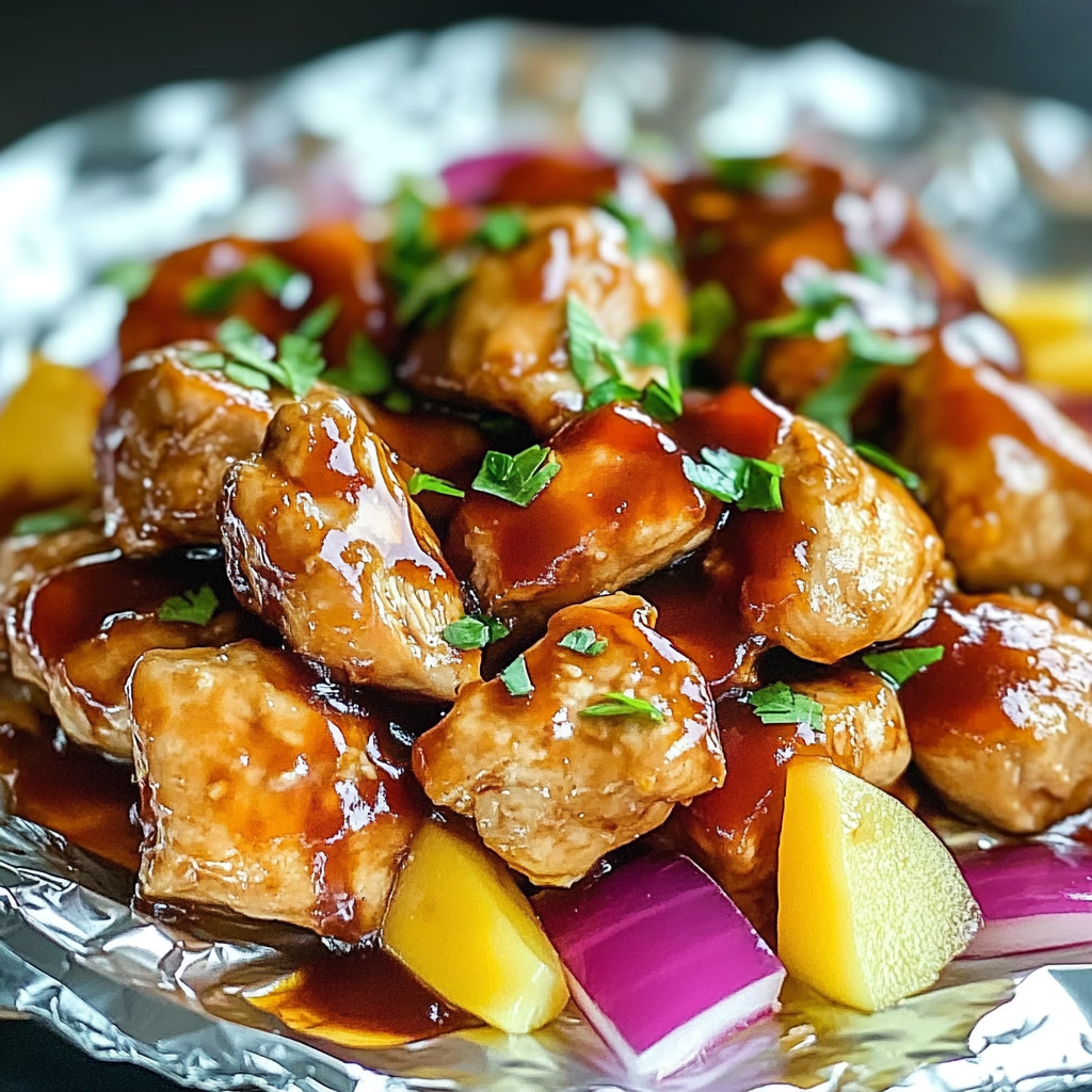 Recipe preparation for Hawaiian BBQ Chicken Delight