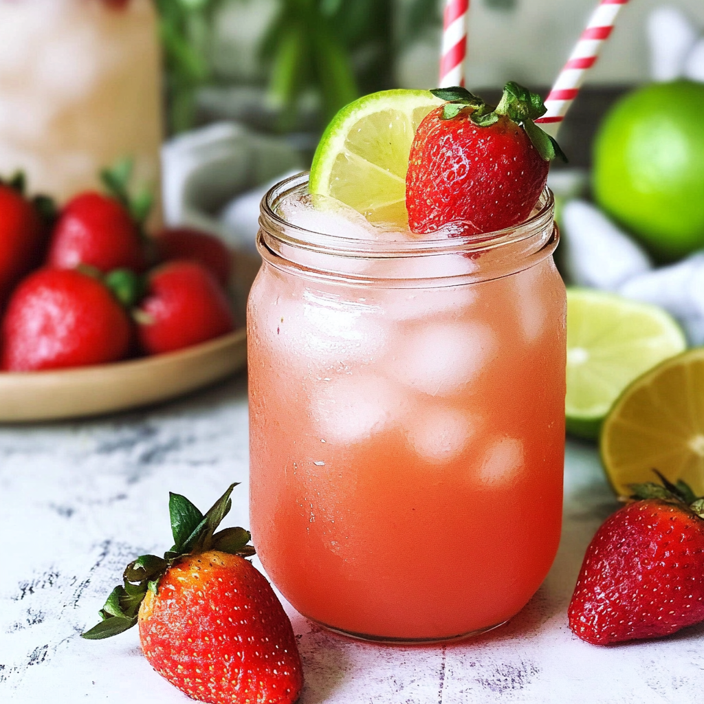 Recipe preparation for Strawberry Lemonade Vodka Cocktail