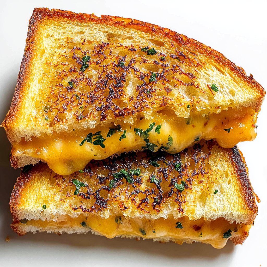 Recipe preparation for Garlic Bread Grilled Cheese