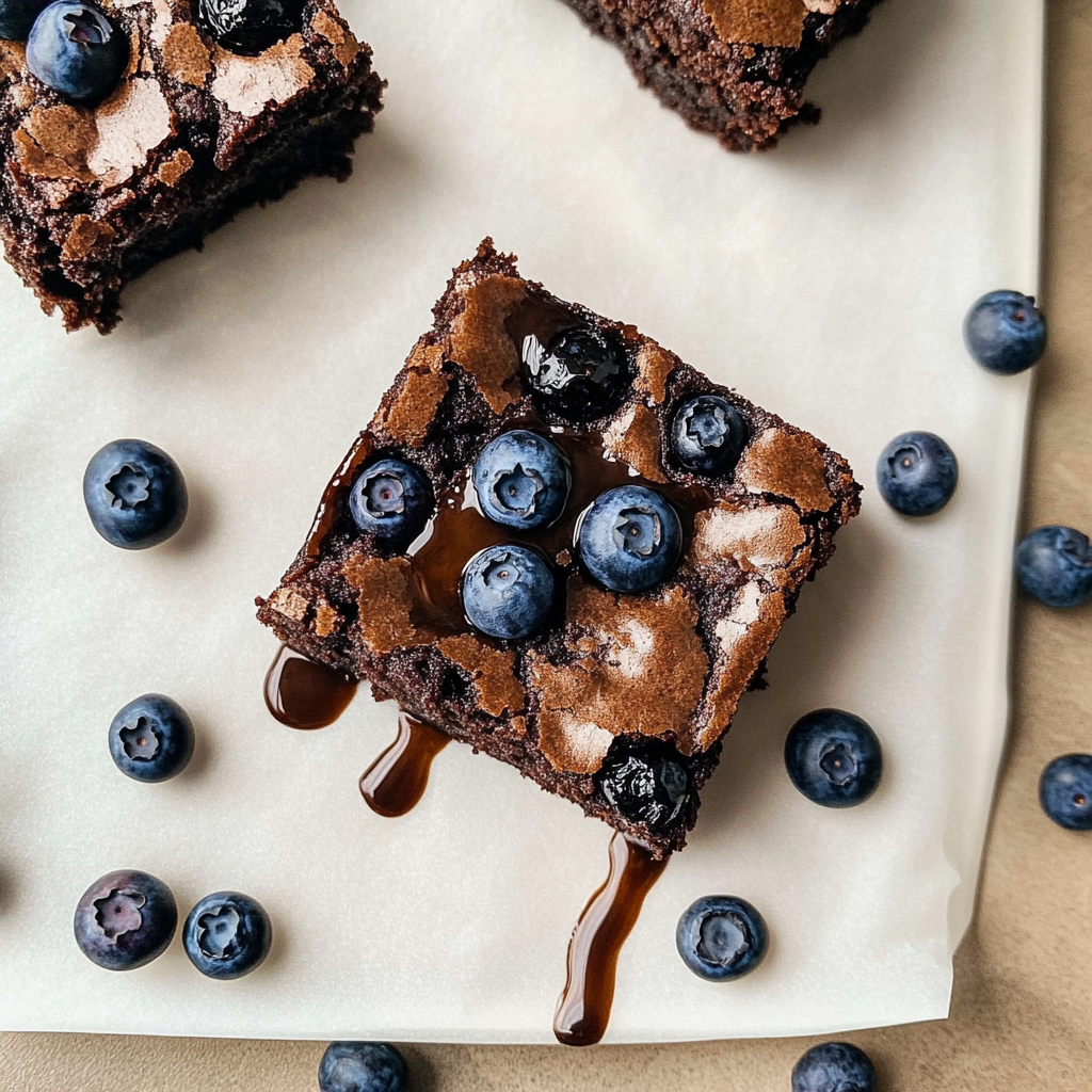Recipe preparation for Glazed Blueberry Brownies