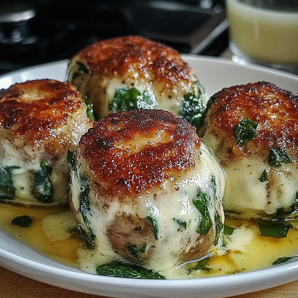 Recipe preparation for Spinach Garlic Mozzarella Bites