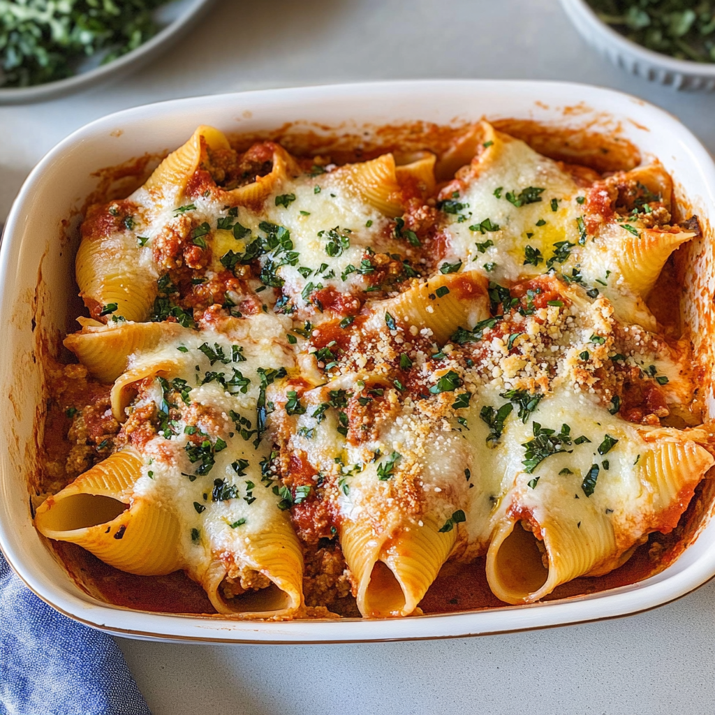 Recipe preparation for Delicious Sausage Stuffed Shells