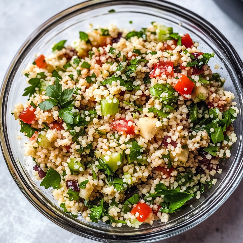Recipe preparation for Couscous Tabbouleh Salad Mint