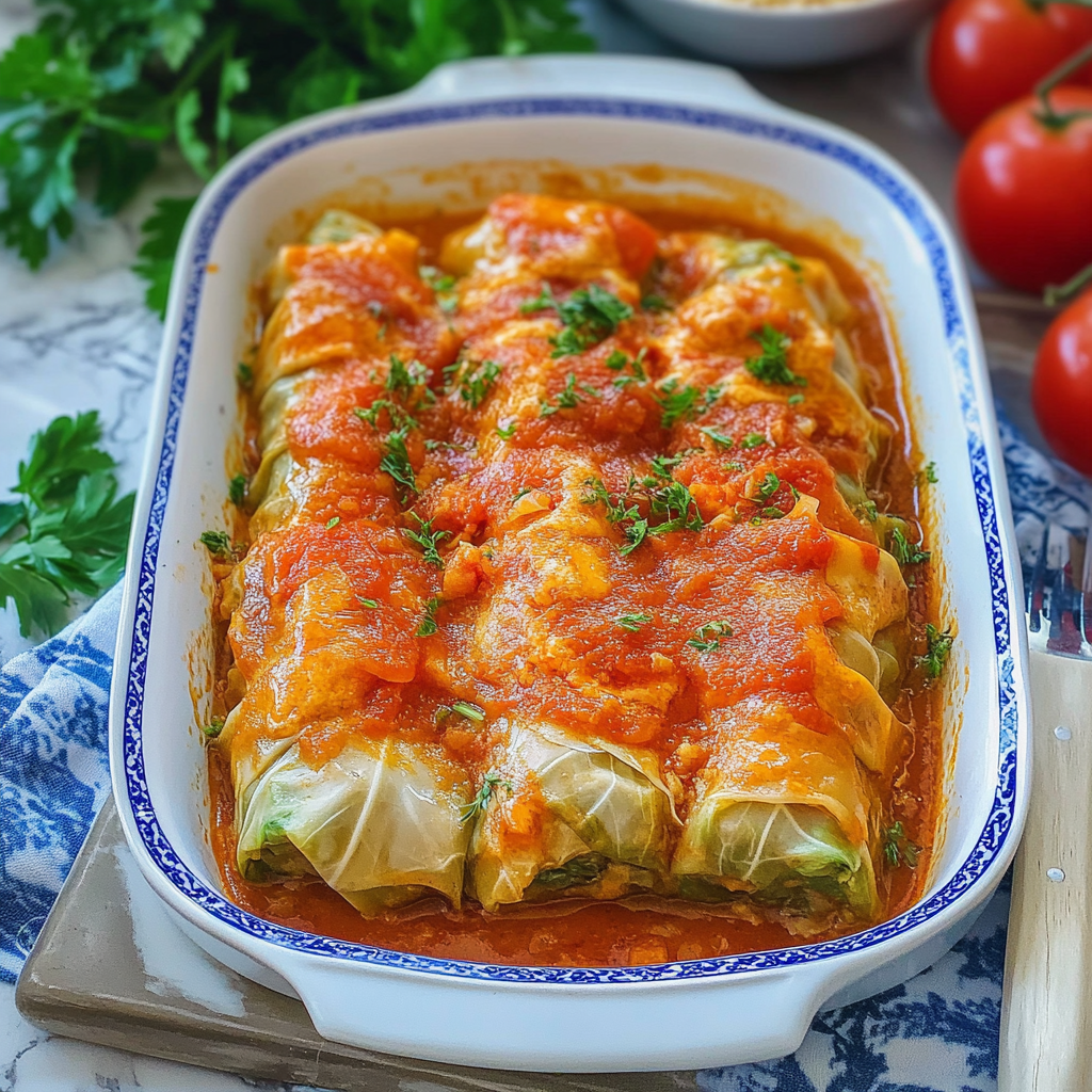 Recipe preparation for Homemade Cabbage Rolls Tomato