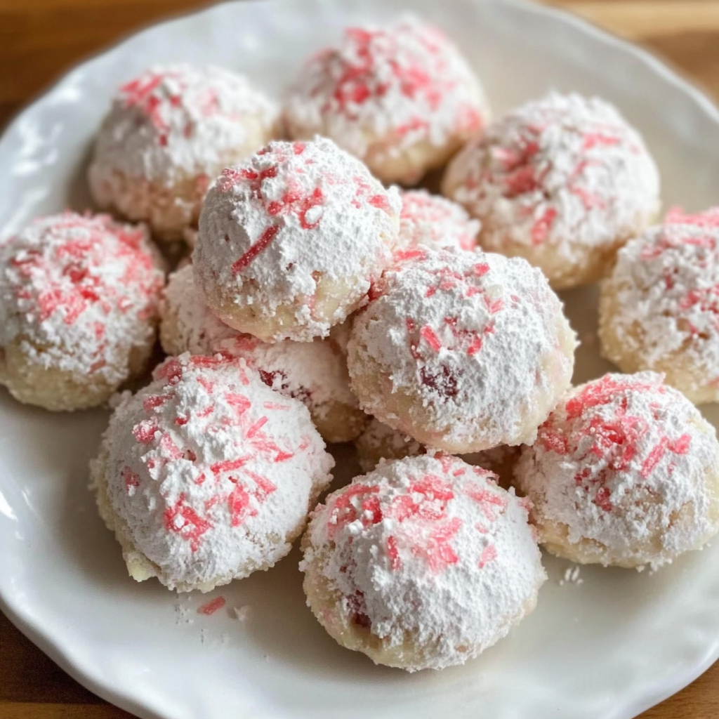 Recipe preparation for Peppermint Snowball Cookies