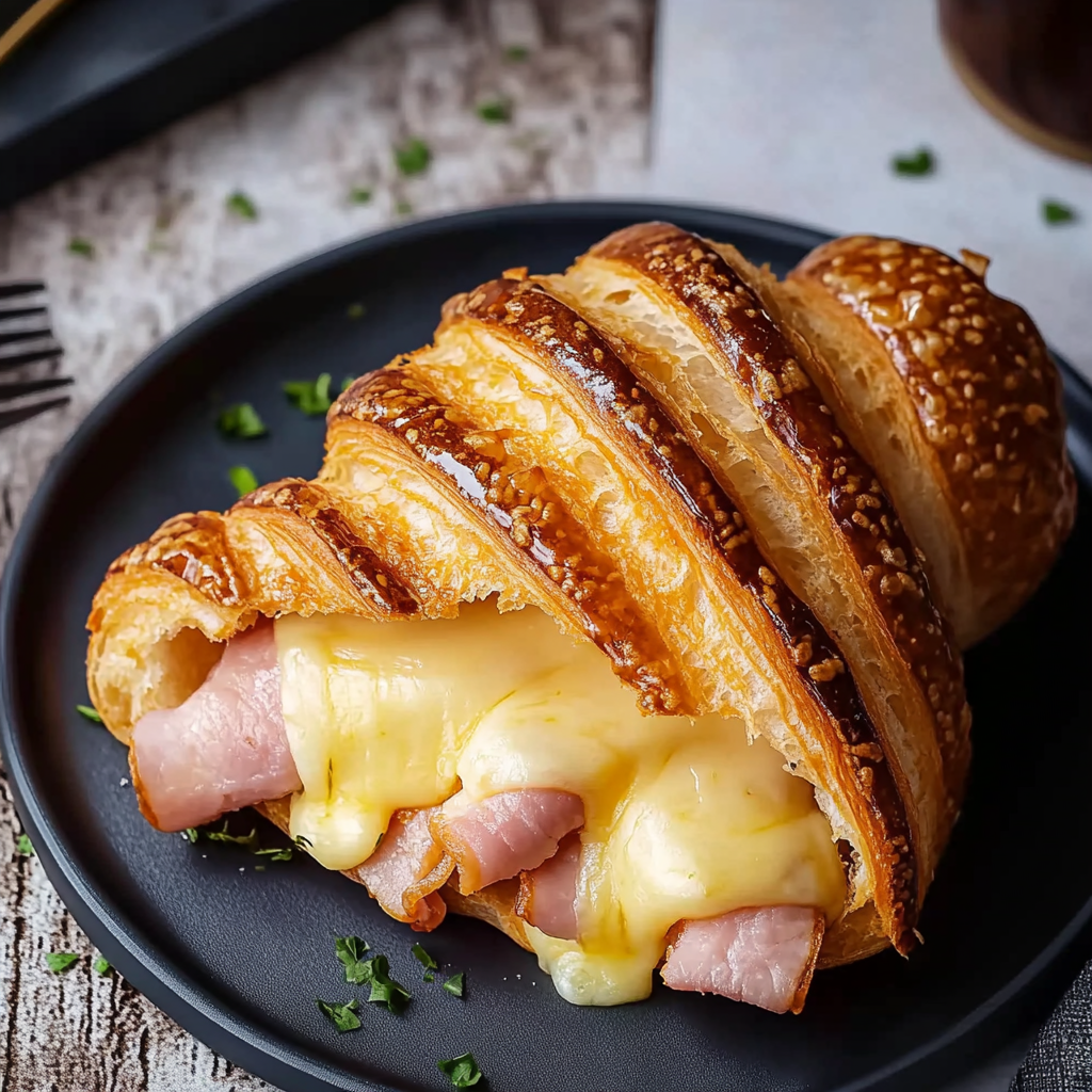 Recipe preparation for Air Fryer Ham Cheese Croissants