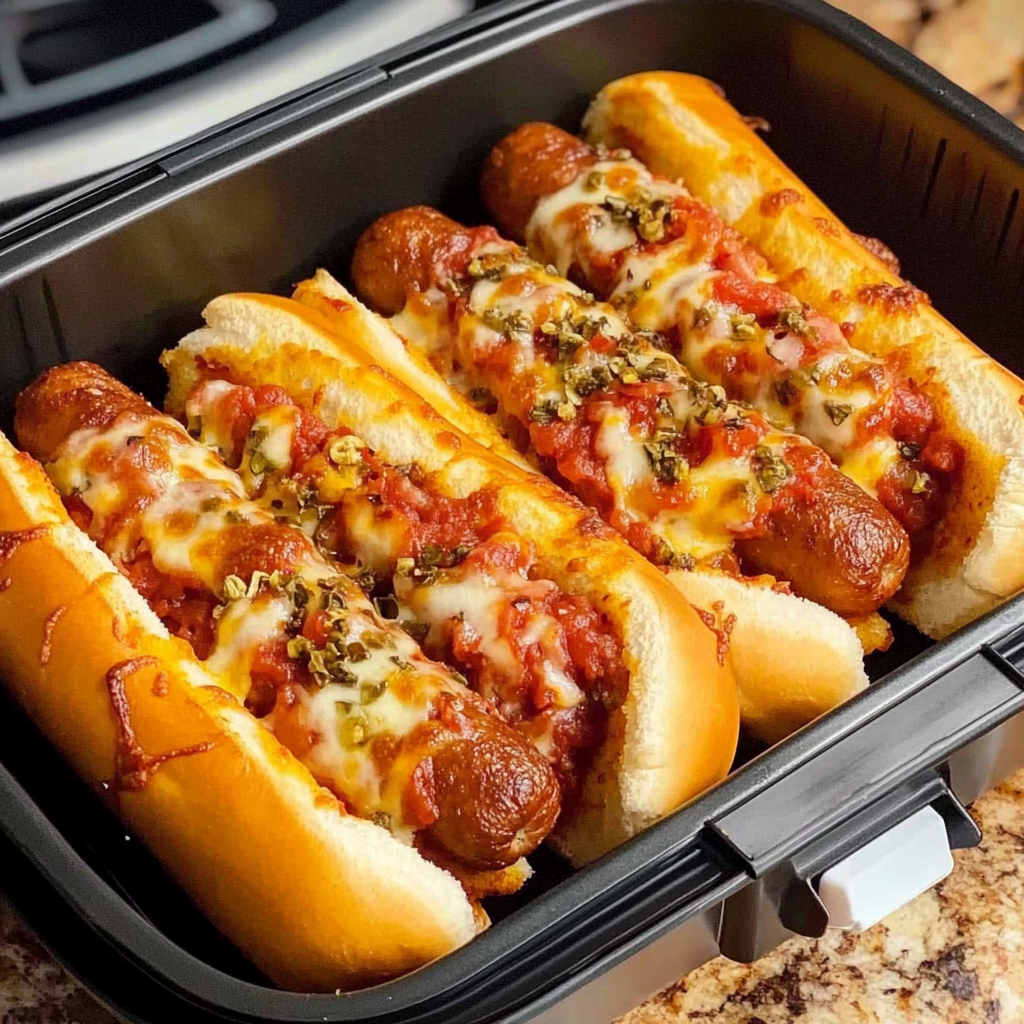 Recipe preparation for Air Fryer Pizza Dogs