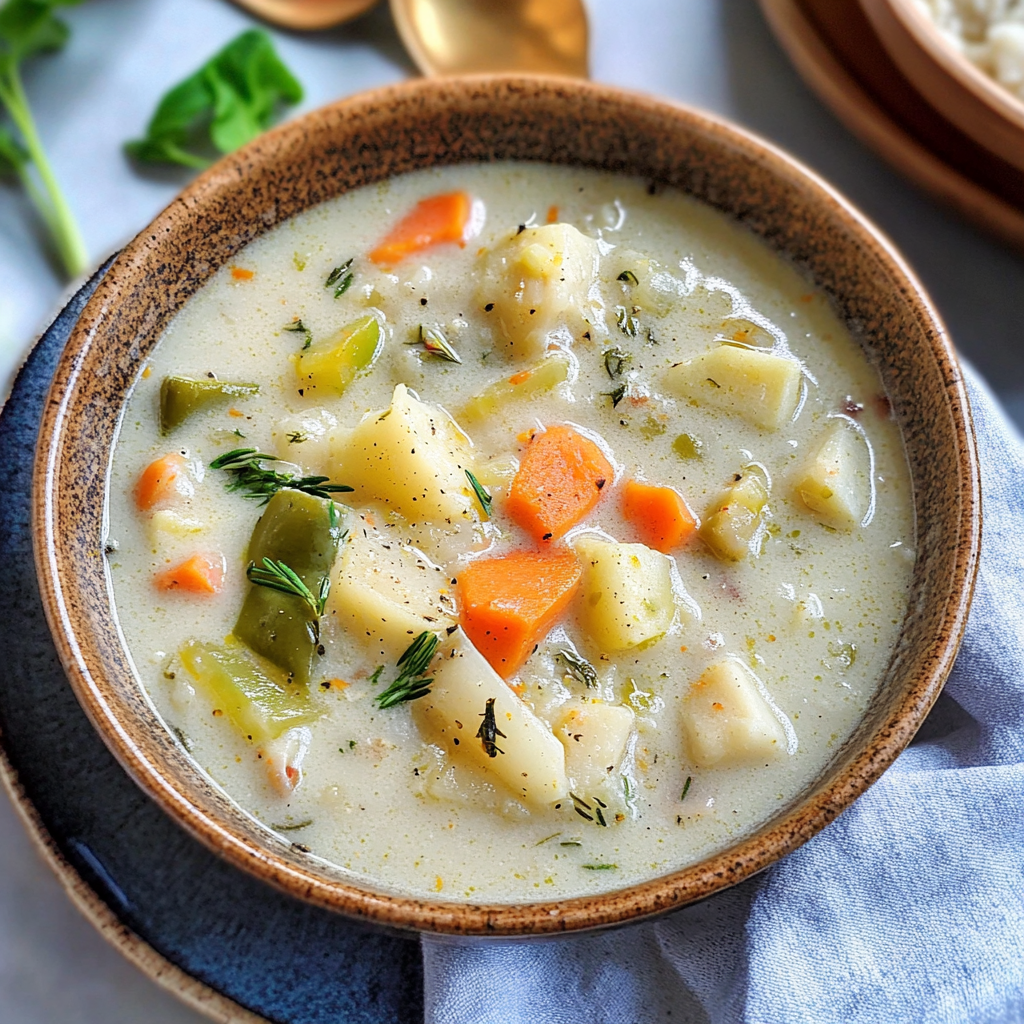 Recipe preparation for Creamy Vegetable Soup