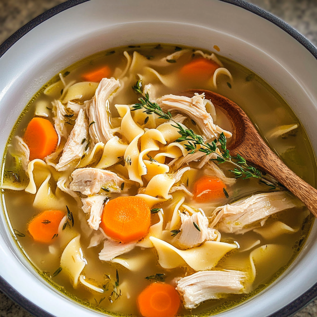 Recipe preparation for Stewed Chicken Noodle Soup