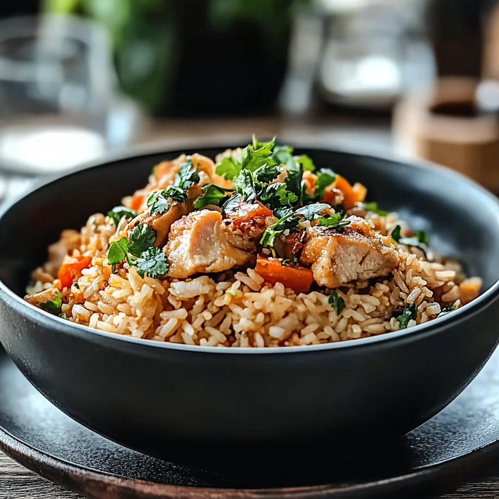 Recipe preparation for Bang Bang Chicken Fried Rice