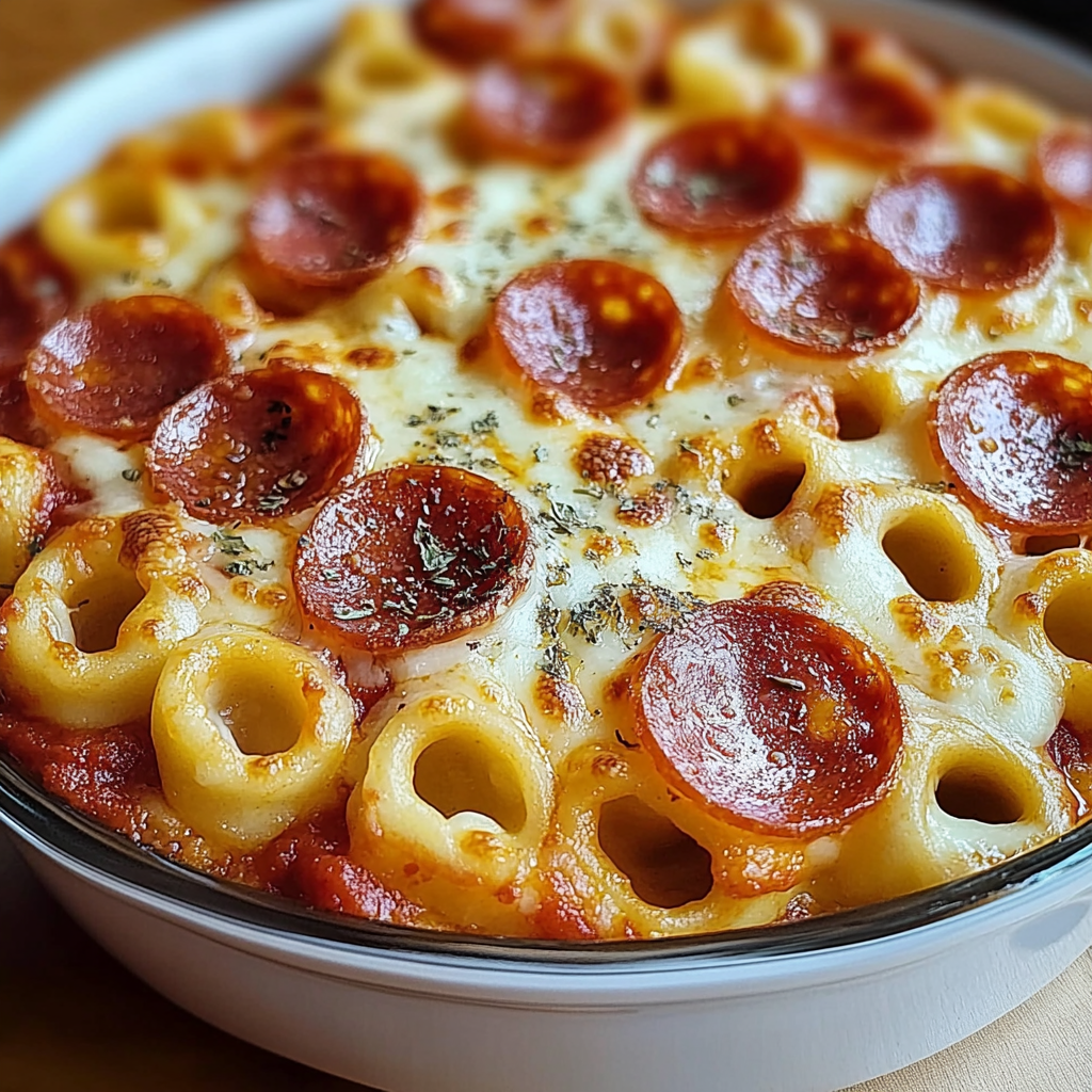 Recipe preparation for Cheese Tortellini Pepperoni Pizza Casserole