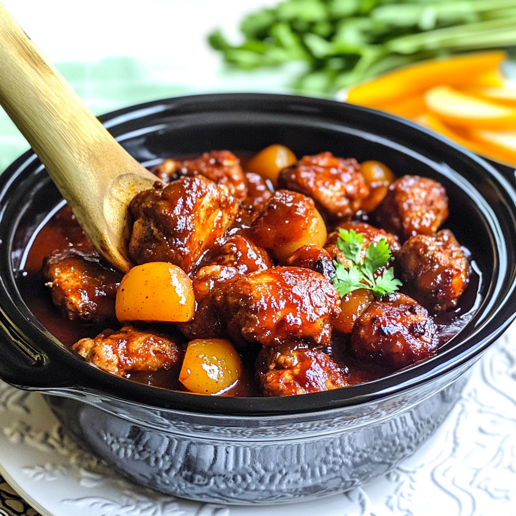Recipe preparation for Crockpot Pineapple BBQ Chicken