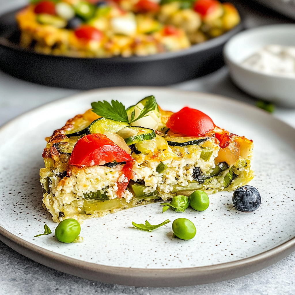 Recipe preparation for Summer Garden Crustless Zucchini Pie