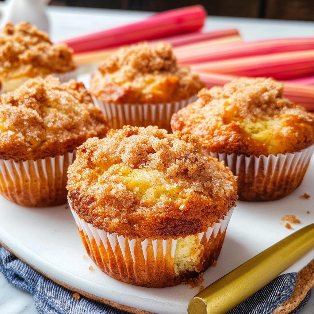 Recipe preparation for Rhubarb Muffins with Cinnamon Sugar Topping