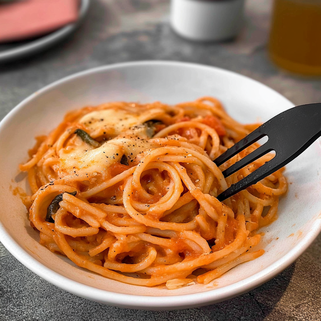 Recipe preparation for Tomato Pasta Sauce with Cream Cheese