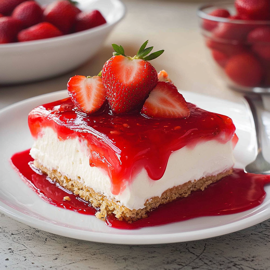 Recipe preparation for Strawberry Pretzel Salad Dessert