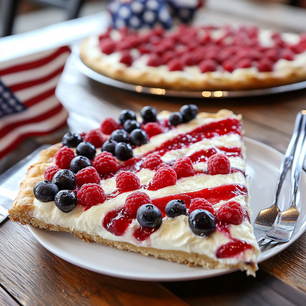 Recipe preparation for Red, White, and Blueberry Flag Pizza