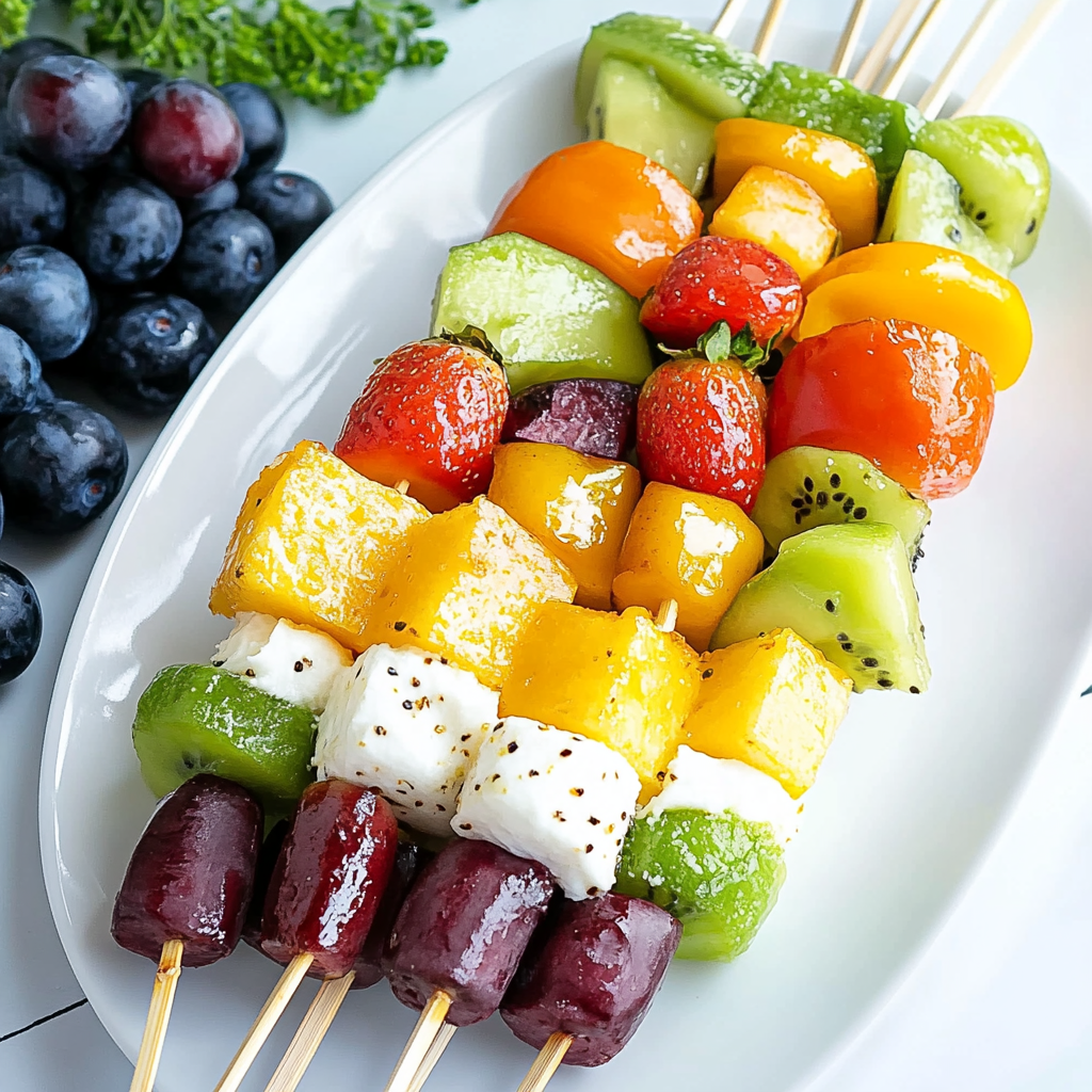 Recipe preparation for Colorful Fruit Skewers