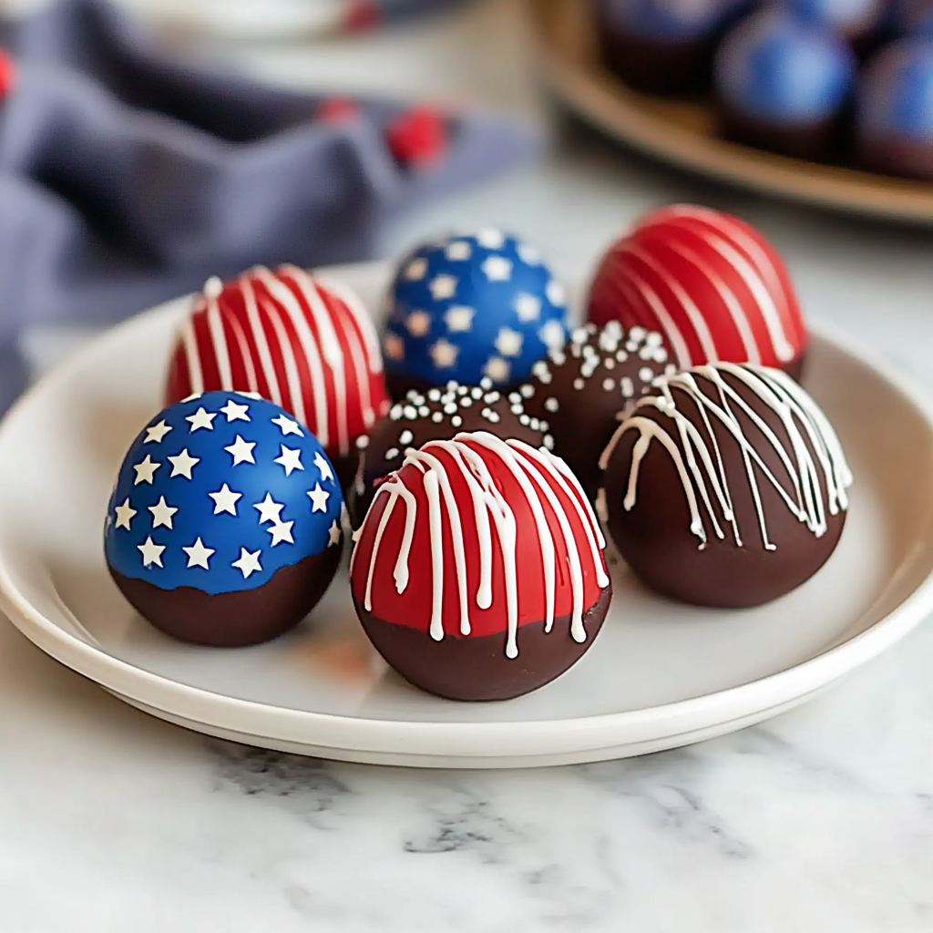 Recipe preparation for Red, White, and Blue Oreo Truffles