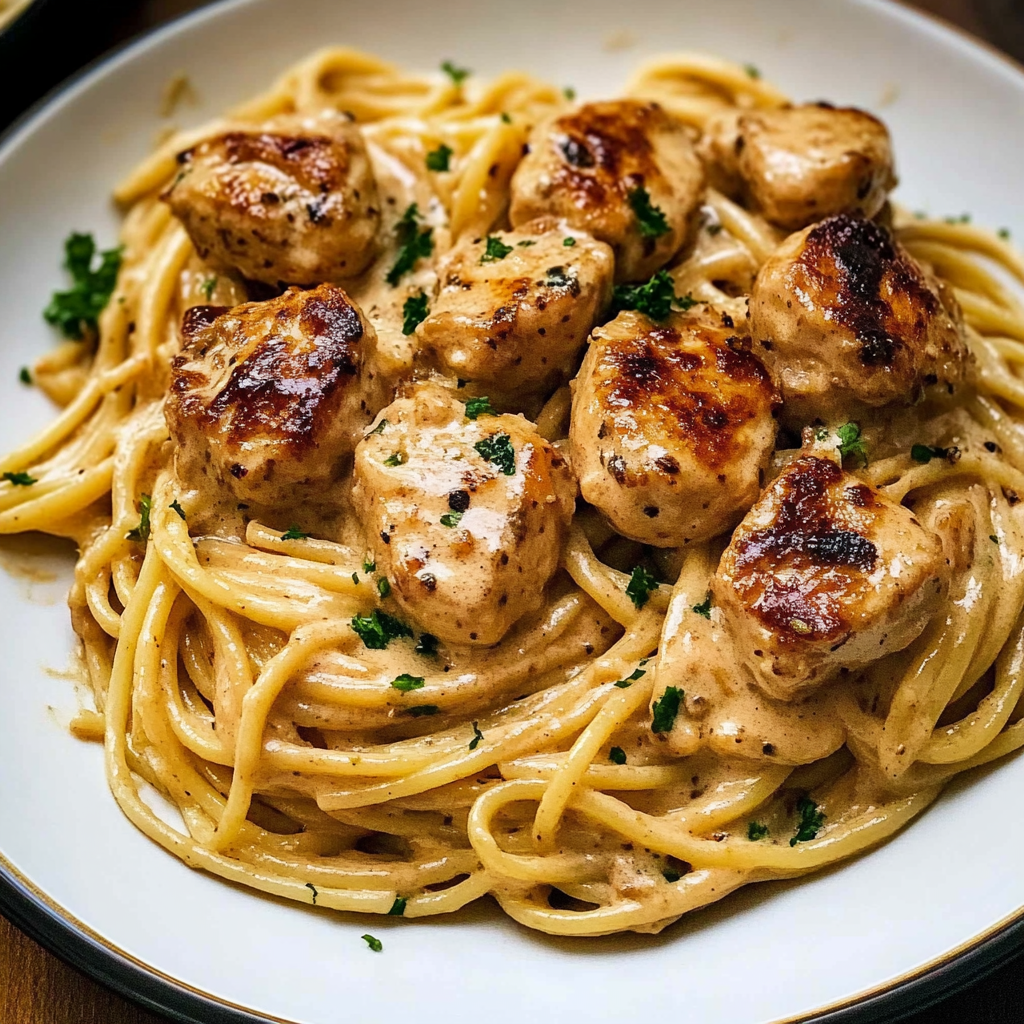 Recipe preparation for Cowboy Butter Chicken Linguine