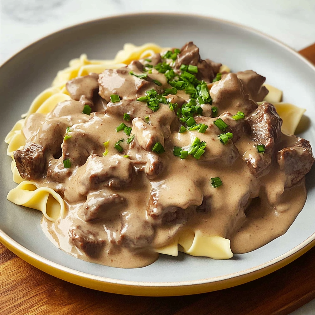 Recipe preparation for Steamed Beef Stroganoff