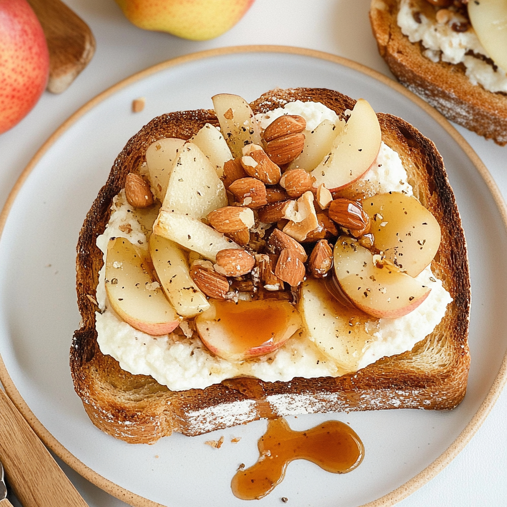 Recipe preparation for Pear and Cottage Cheese Toast