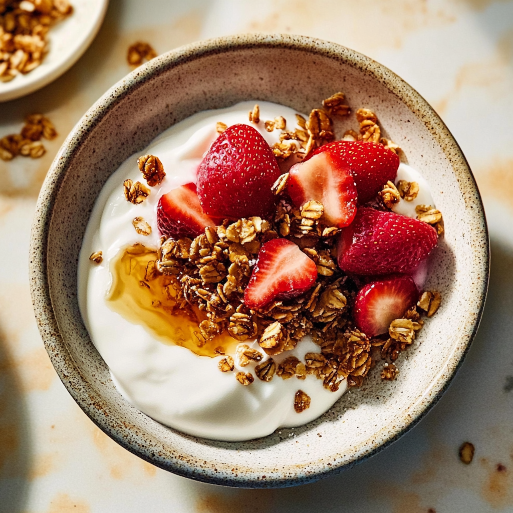 Recipe preparation for Yogurt With Strawberries and Almond-Buckwheat Groats