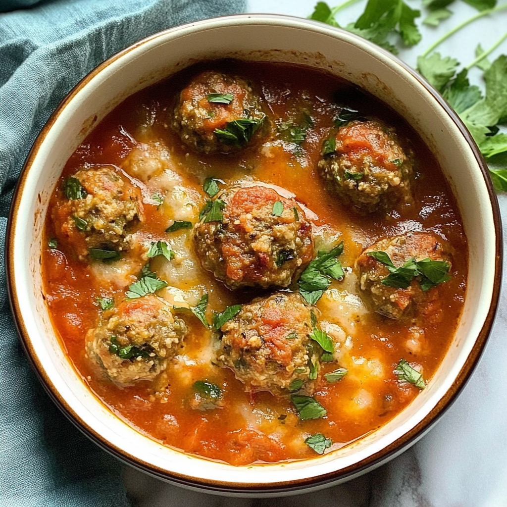 Recipe preparation for Creamy Italian Meatball Soup