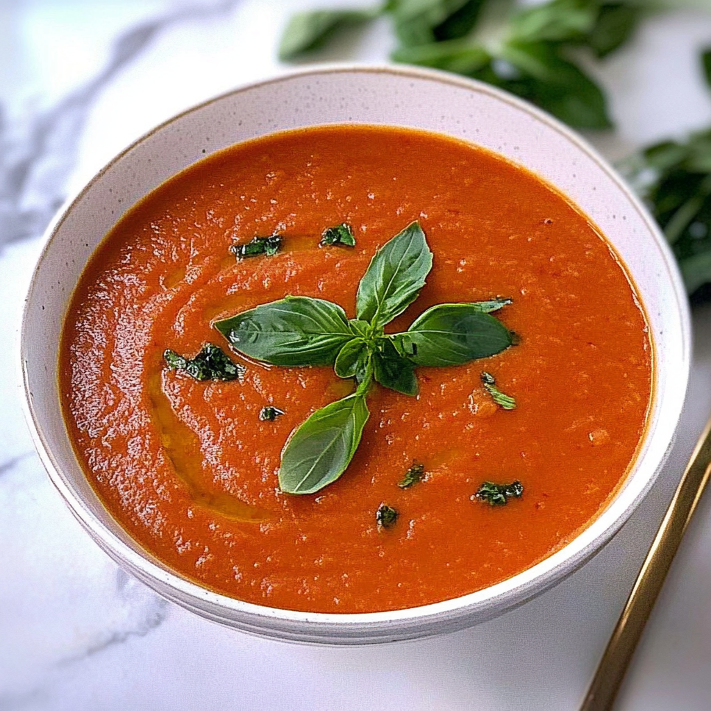 Recipe preparation for tomato soup with fresh tomatoes