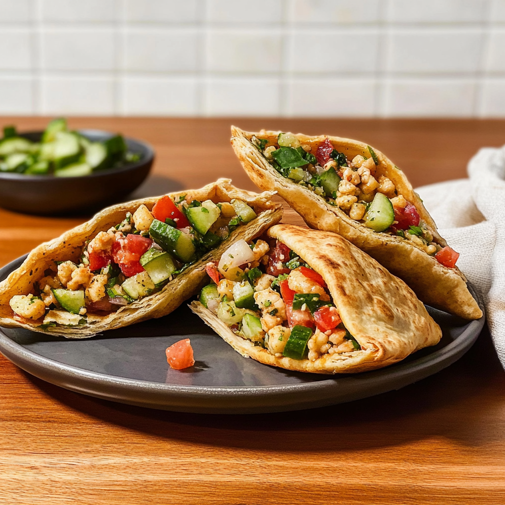 Recipe preparation for Greek Salad Pita Pockets