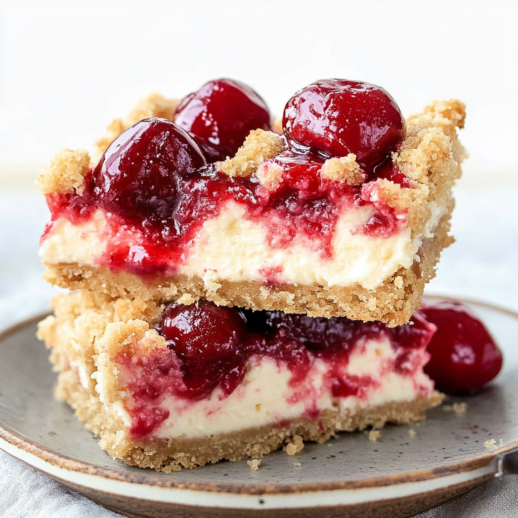 Recipe preparation for Tart Cherry Cheesecake Crumb Bars