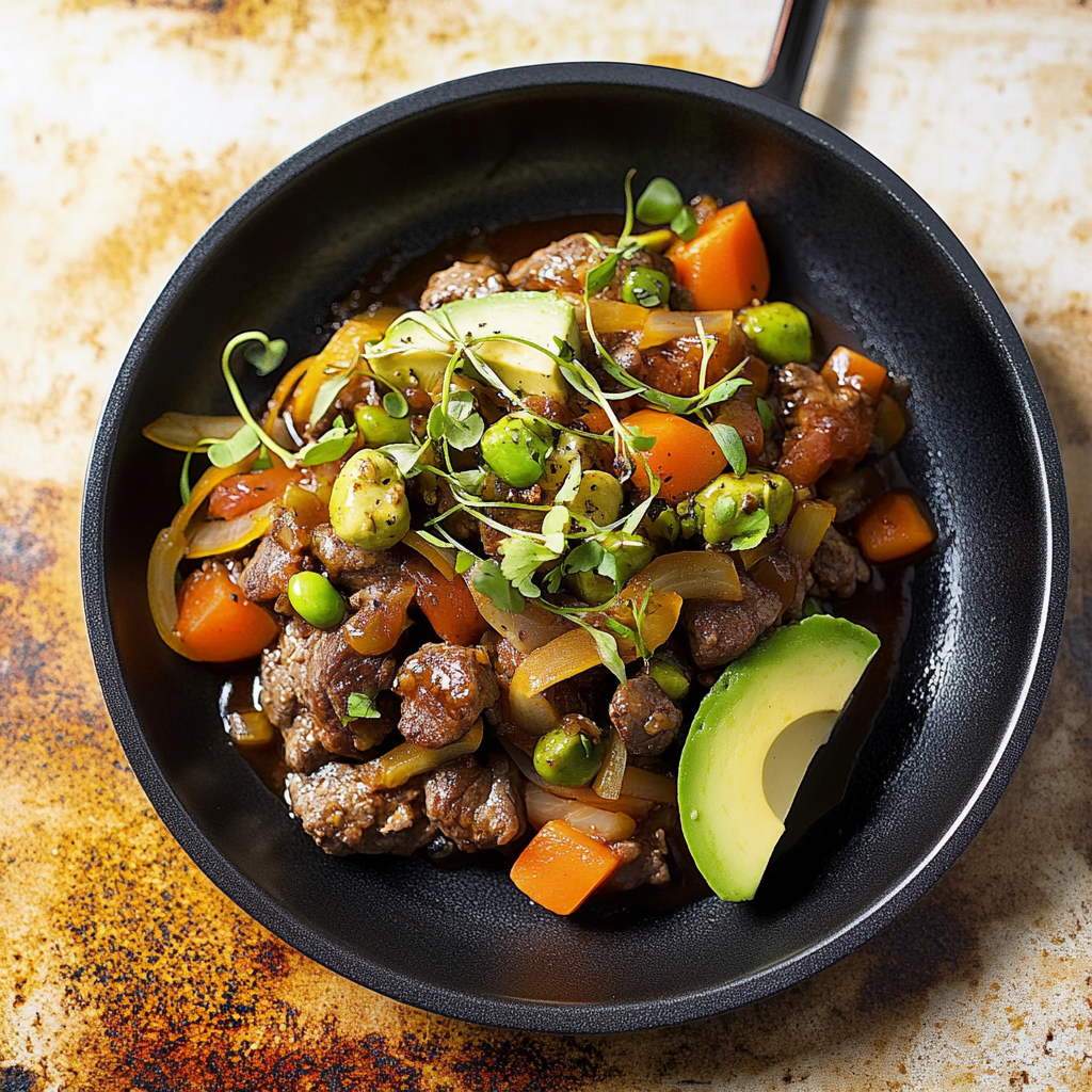 Recipe preparation for Light Avocado Beef Bourguignon
