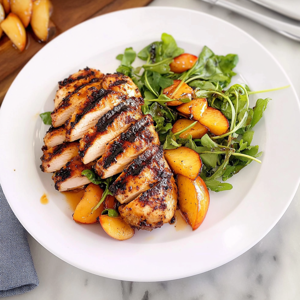 Recipe preparation for Peach Balsamic Grilled Chicken