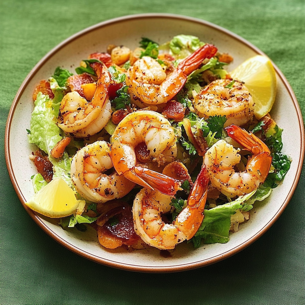 Recipe preparation for Hot-Honey Shrimp over Citrus Slaw